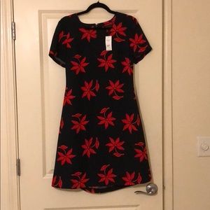 Banana Republic Navy Dress with Red Flowers